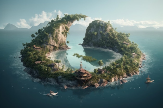 The island of the sea is made by the artist.