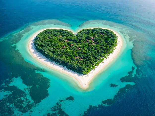 Photo an island shaped like a heart