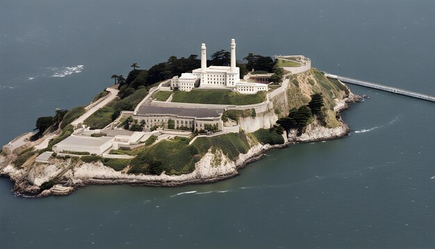 an island with a building on the top of it