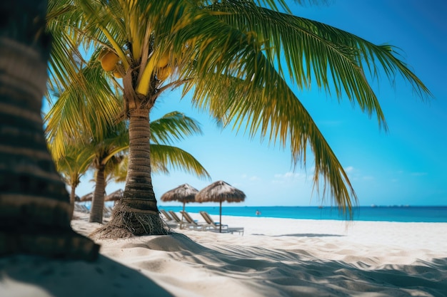 Остров с пальмами и белоснежным песком в океане