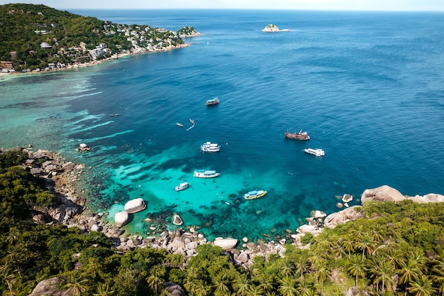 Islands and tropical blue bays bird\'s eye view