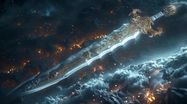 Photo isn39t this a gorgeous fantasy sword 3d digital illustration