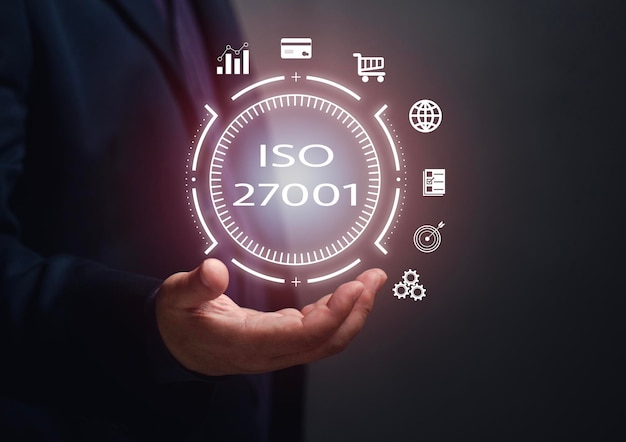 Photo iso 27001 concept information security management systemisms standard for information security management prepare implement review and monitor keep continuity