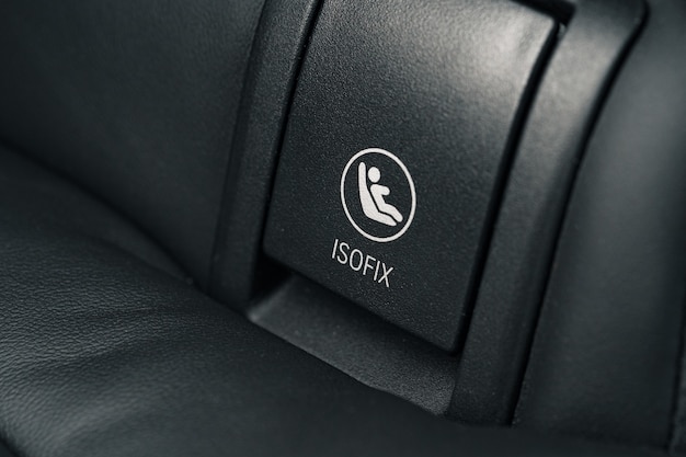 Photo isofix child car seat fastening close up photo