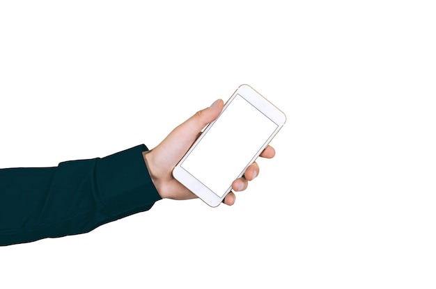 Isolate blank smartphone held in hand