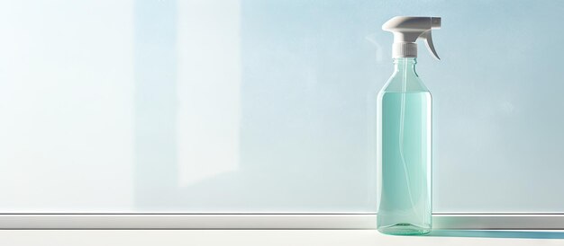 Фото Изолировать бутылку очистителя для окон на изолированном пастельном фоне копируйте пространство