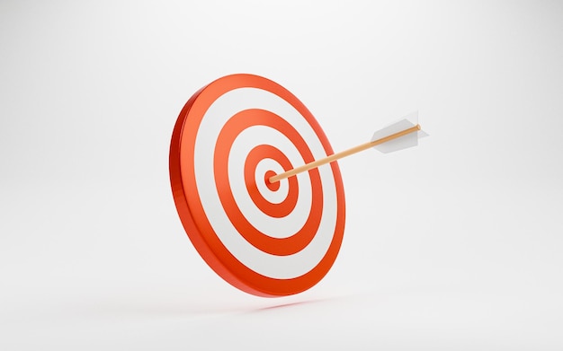 Isolate of Dartboard with arrow on white background for symbol of setup business objective and achievement target concept by 3d render