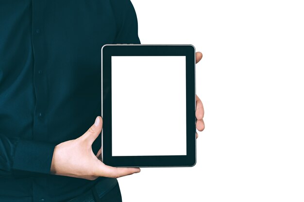 Isolate digital tablet in the hands of man