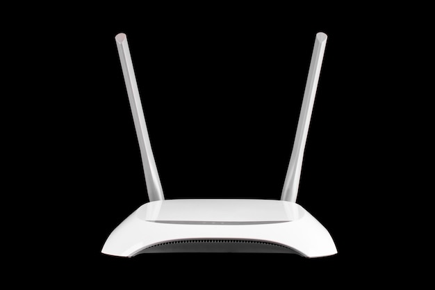 Isolate modem router on black background internet concept
