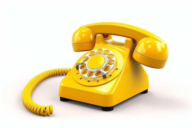 Isolated 3D Icon of a Retro Telephone with a Rotary Dial