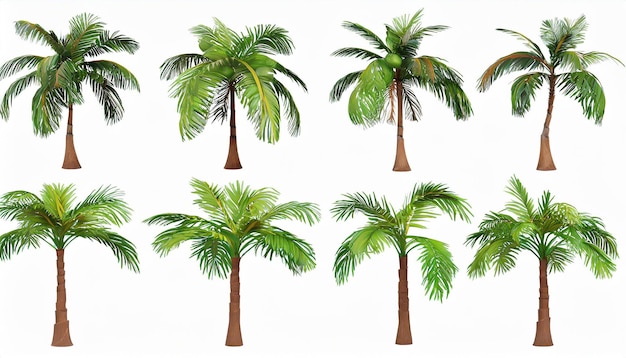 Isolated 3d render collection of palm