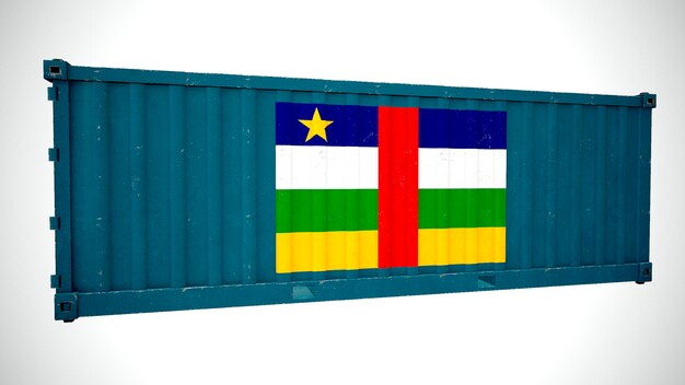 Isolated 3d rendering shipping sea cargo container textured with National flag of Central Arican Republic