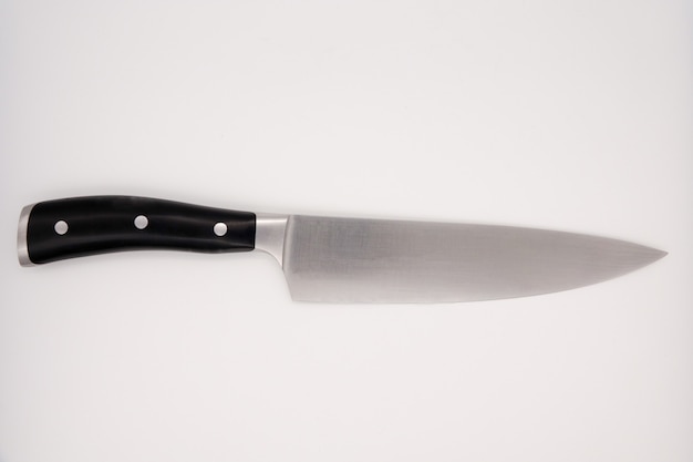 Isolated 8-inch chef kitchen sharpen knife on white