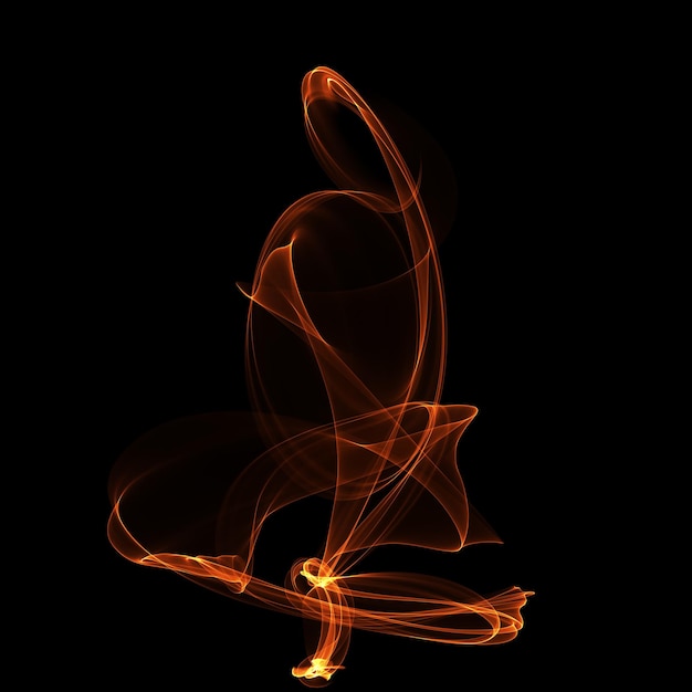 Isolated abstract fire effect on black night background