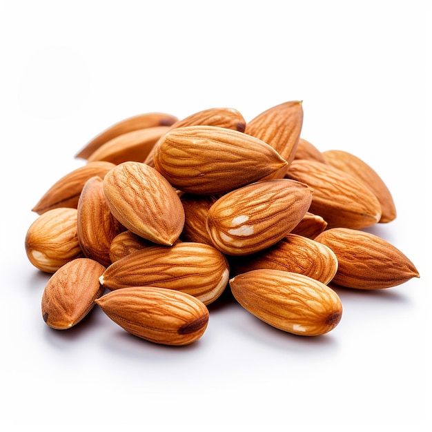 Isolated Almonds on White Background