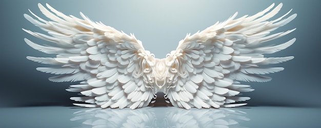 사진 촬영을 위해 밝은 배경에 고립된 천사 흰색 날개