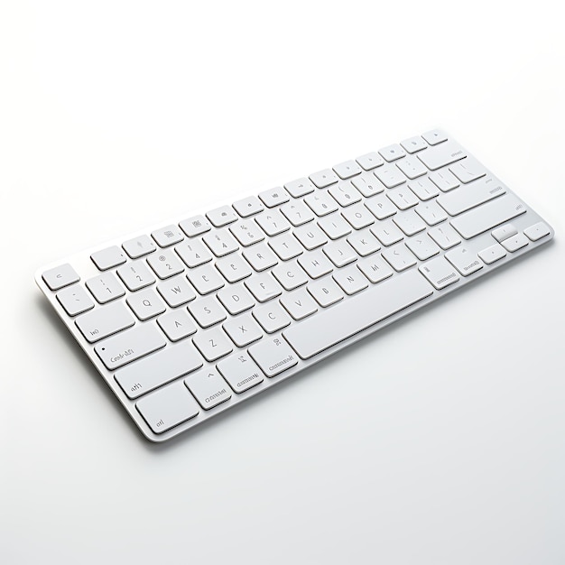 Photo isolated of apple magic keyboard top down view of the wireless keyboard on white background clean