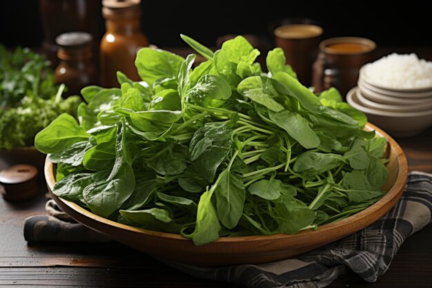 사진 색 배경에 고립 된 arugula 잎 극적인 조명 아래로 보기 캐논 eos d 렌즈