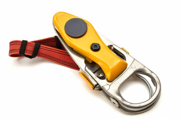 Photo isolated atc sport belay device essential climbing equipment for belaying and rappelling