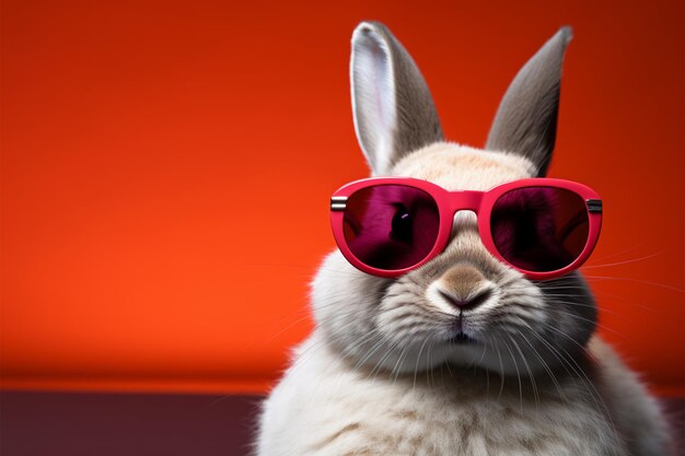 Photo isolated background highlights bunnys trendy glasses and charismatic charm