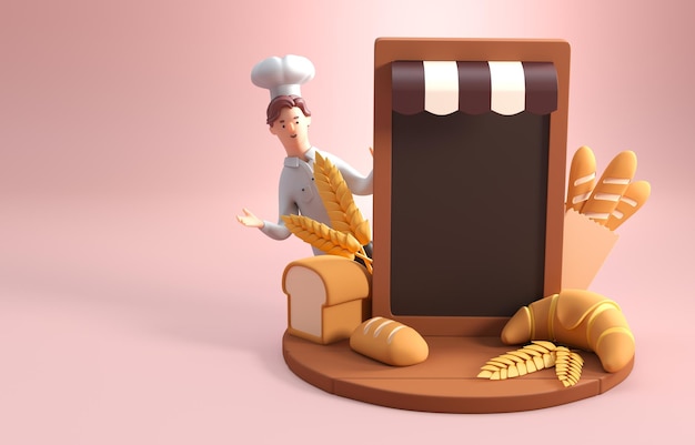 Isolated Bakery Chalkboard 3D Illustration