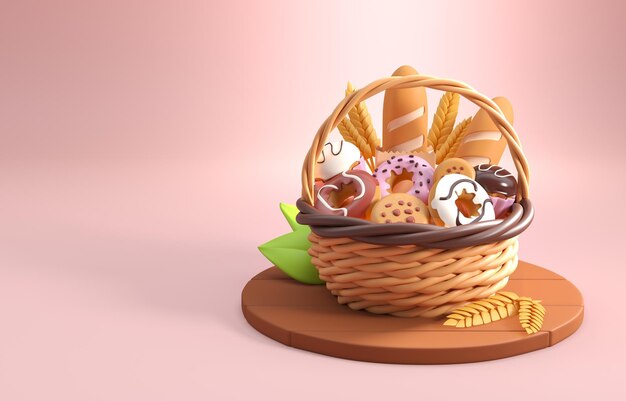 Isolated Bakery Concept 3D Illustration