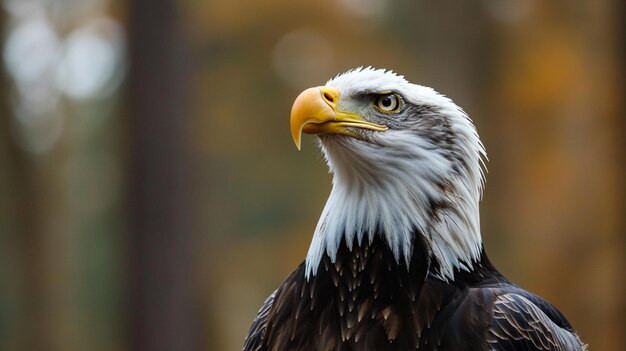 Isolated Bald Eagle Staring Up to the Right Generative Ai