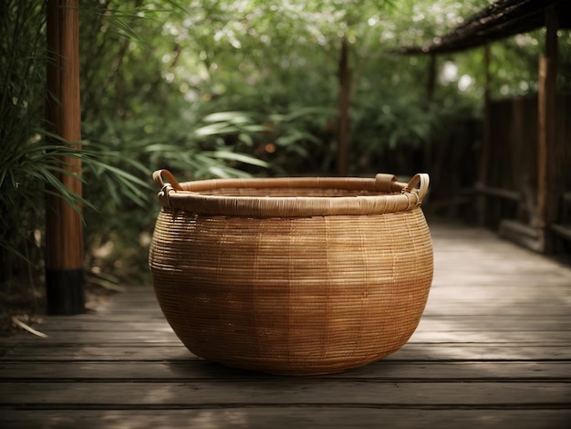 Isolated Bamboo Basket Natural Elegance