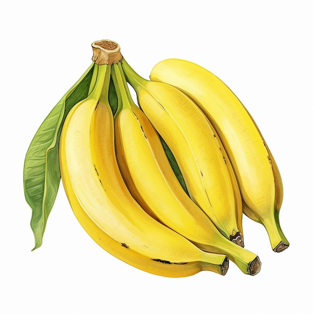 Isolated Bananas White Background Illustration