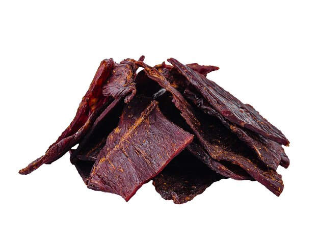 Isolated Beef Jerky on White Background