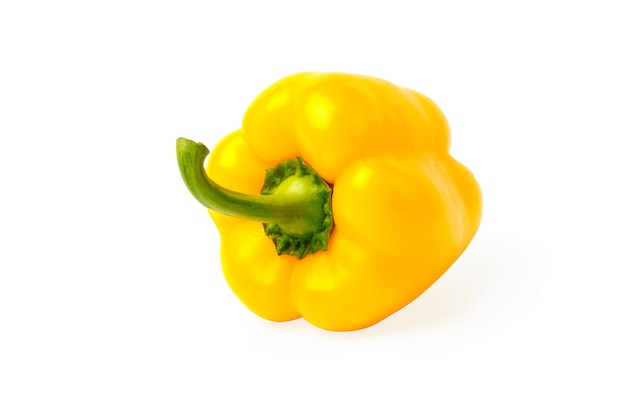 Isolated bell pepper. One yellow bell pepper isolated on white background