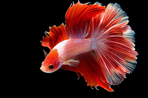 Isolated betta fish with tail swimming