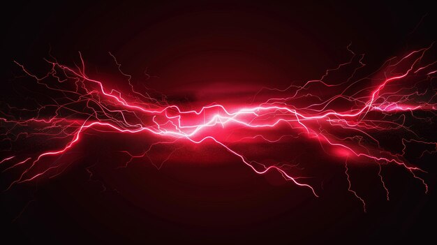 Isolated on black background thunder lightning modern electric power effect illustration Red spark blast effects vfx illustration Flash lighting explosion magical spell attack Energetic discharge