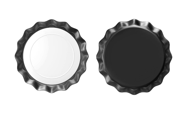 Isolated black bottle cap on white background 3d render