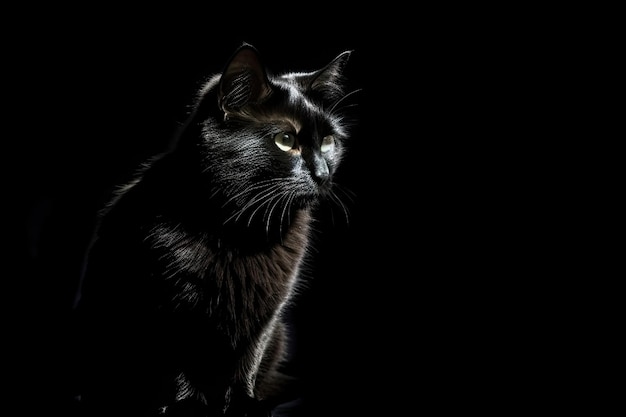 Isolated black cat White backdrop with a pet