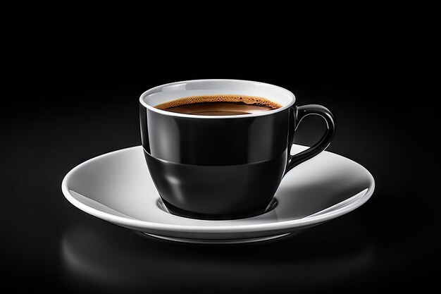 Foto tazza di caffè nera isolata su sfondo bianco con tracciato di ritaglio