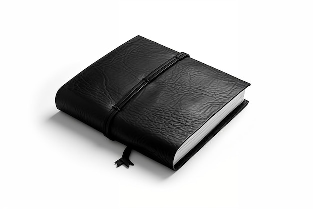 Isolated Black Leather Book on Transparent Background Ai