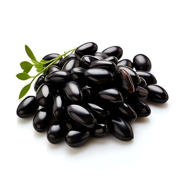 Photo isolated of black matpe beans shiny black seeds with a smooth texture ca on white background photo