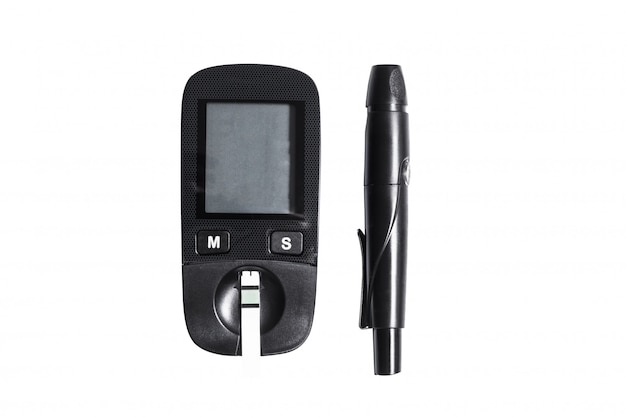 Isolated black plastic blood glucose detector