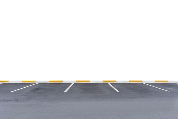 Isolated blank parking lot photo on white background with clipping path