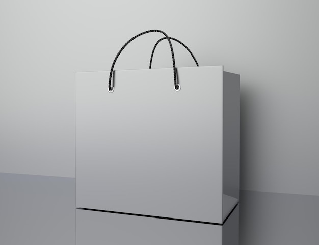 Isolated blank silver mist paper bag mockup in 3d render