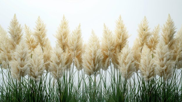 Isolated blooming ornamental grass bush on white