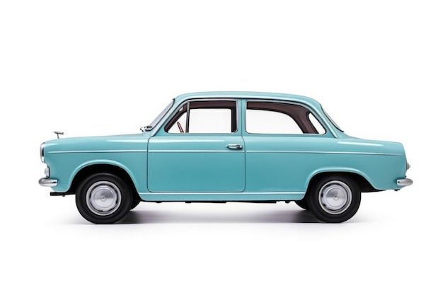 Isolated blue car on white background with clipping path