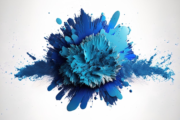 Isolated blue explosion on white backdrop AGI