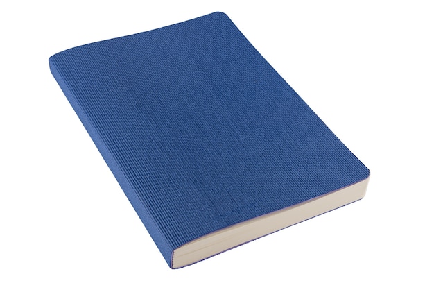 Isolated blue notebook on white background. Cut using a path. Full depth of field...