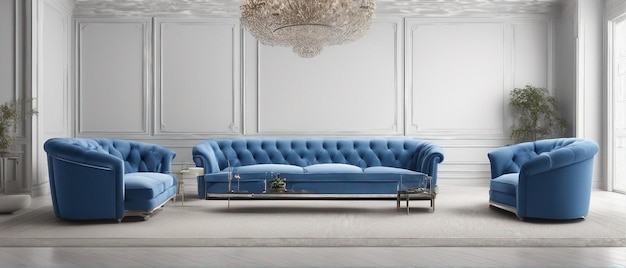 Isolated blue sofa over white background generated by ai