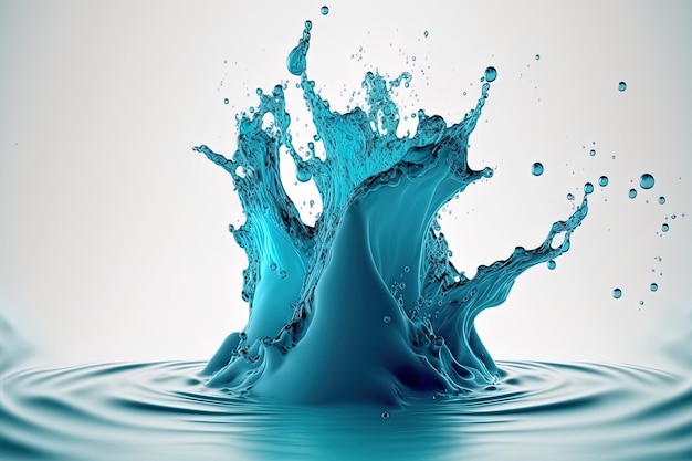 Isolated blue water splash on a white background