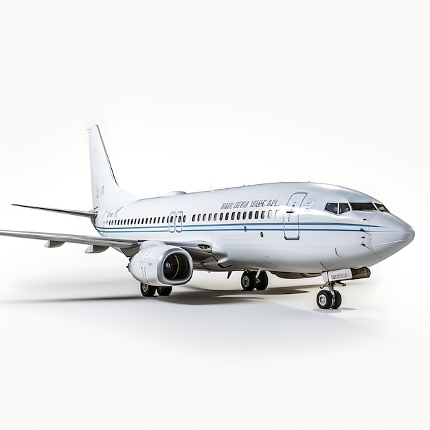 Isolated of Boeing 737 500 1987 Narrow Body Jet Airliner on White Backgr on White BG Blank Clean