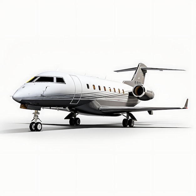 Isolated of Bombardier Challenger 650 2014 Business Jet on White Backgro on White BG Blank Clean