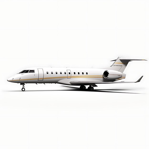 Photo isolated of bombardier global 5500 2019 long range business jet on white on white bg blank clean